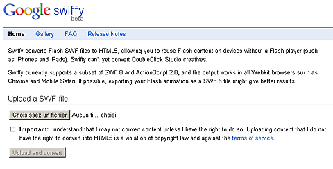 Convertir gratuitement ses SWF en HTML 5