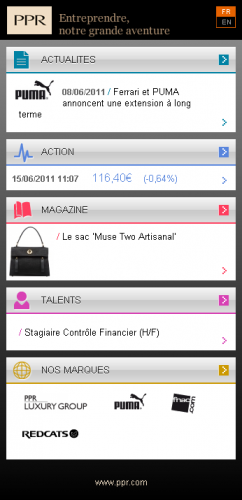 La version mobile du site ppr.com  repose sur des templates dédiés.