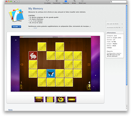Matching Cards sur le Mac AppStore