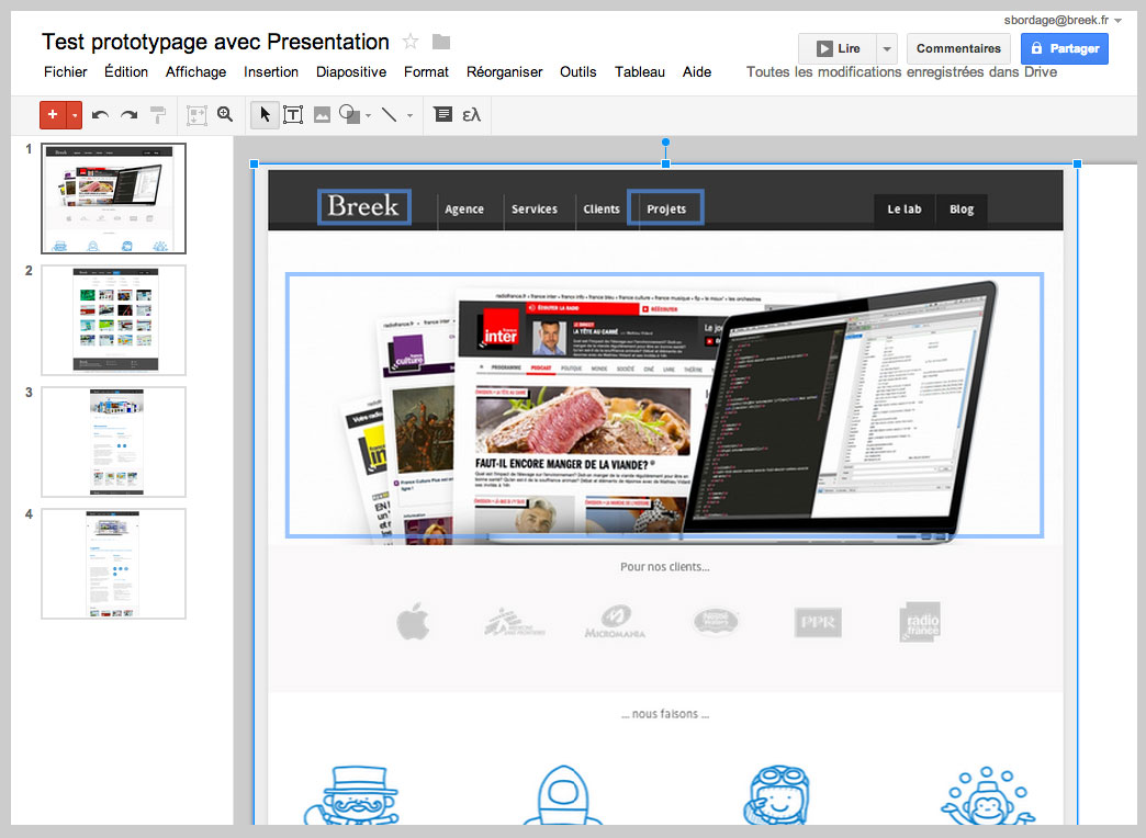 Prototypage rapide : marvelapp.com VS Pop VS Google Apps